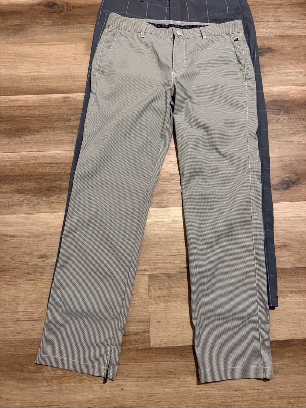 Bonobos Maide Golf Pants Mens 33x32 Herringbone Plaid Gray Stretch Ankle Zip 3pk - Picture 8 of 14